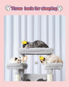 Cat Tree for Indoor Cats Large Adult, 74" Cat Tower with 3 Big Platforms, 2 Baskets, 2 Condos, Multi-Level Cat Scratching Posts, Light Gray GCT030W