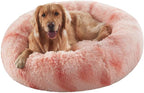 36 inches Donut Dog Bed for Large Dogs - Calming Fluffy Round Pet Bed with Removable & Washable Cover,Fits up to 100 lbs Pets (Tie-dye Pink,Large)