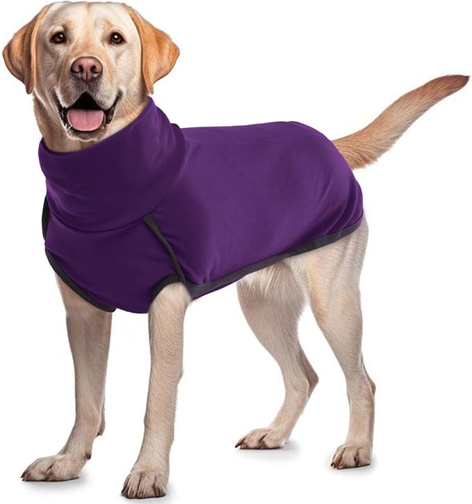 ROZKITCH Dog Winter Coat Soft Pullover Pajamas, Pet Windproof Warm Cold Weather Jacket Vest Cozy Onesie Jumpsuit Apparel Outfit Clothes for Small, Medium, Large Dogs Walking Hiking Travel Sleep Purple