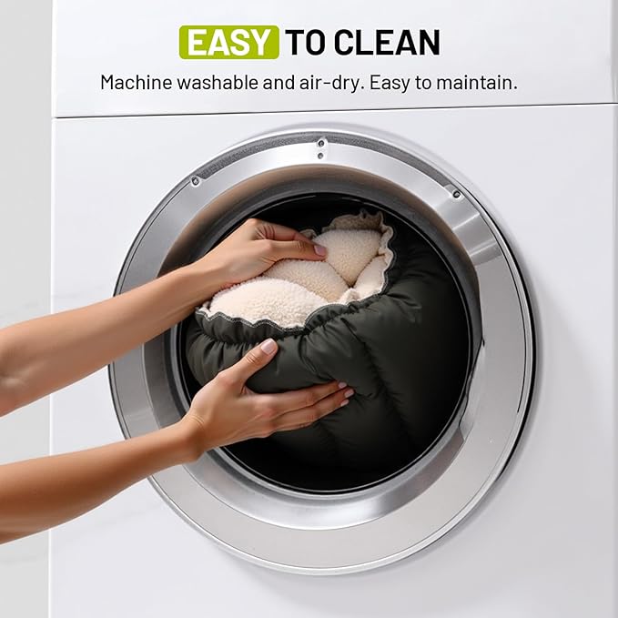 20.8Inch Cat Bed for Indoor Cats, 2-Sided Reversible Pet Bed, Adjustable Drawstring Kitten Bed, Small Dog Beds and Furniture for Puppy, Kitty, with Black Water-Resistant Anti-Slip Bottom