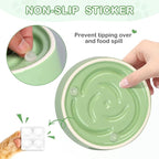 TRUVIC Ceramic Slow Feeder Dog Bowls Small Breed, 0.6 Cup Slow Feeder Cat Bowls for Fast Eaters, Ceramic Dog Food Dish no Black Chin, Puzzle Bowl for Small Dogs and Cats, Green