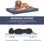 Outdoor Extra Large Dog Bed, Jumbo Waterproof Dog Bed for Large Dogs, Orthopedic Egg Foam Pet Bed Mat with Removable Oxford Cooling Cover, Navy