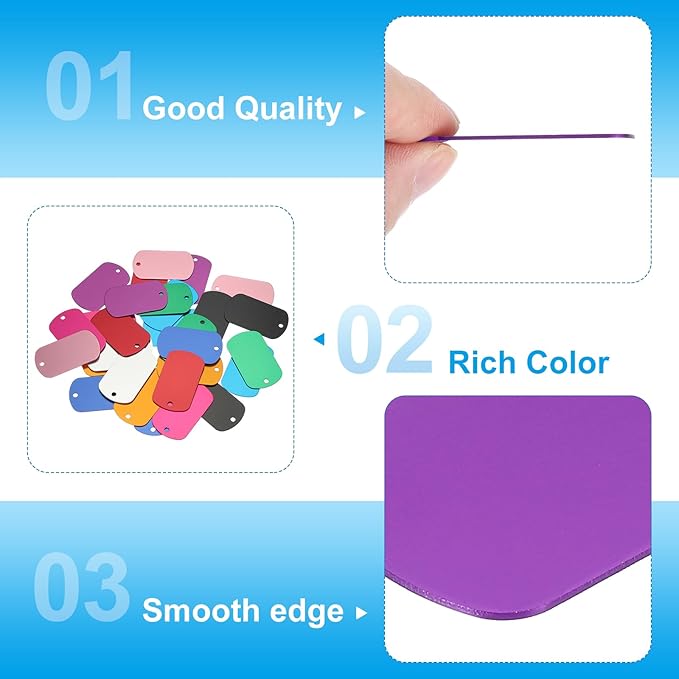 MECCANIXITY Blank Dog Tags Rectangle Blank Aluminum Blank Keychains Laser Engraving Blanks ID Name Tag Metal Personalized Pet Tags for DIY Crafts Purple, 300 Pack