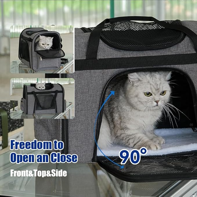 pet Bag Multi Purpose pet Bag Collapsible Portable for Dog cat go Out Traveling Carrier Backpack for Secret Adventures Cat and Dog (Black, S:17.7"X10.6"X12.6”)