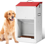 Large Automatic Dogs Feeder with Handle, 25 Lbs Indoor and Outdoor Gravity Dog Food Dispenser Container for Large Breed, 11.5'' L X 9.8'' W X 23'' H Hanging Auto Feeder