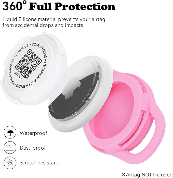 QR Code Pet ID Holder - Mini Waterproof Case for Small Dog Collar, QR Tracking Tag No Monthly Fee (Rose Madder, s)