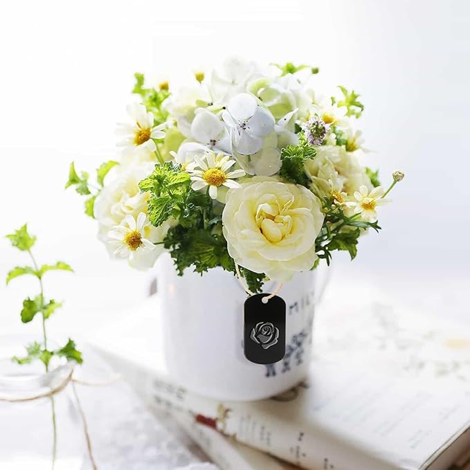 Fesorsi 50 Pcs Aluminum Tags for Engraving,Rectangle Stamping Blanks Tags,Black Military Dog Tags,Anodized Blank Metal Tags,Personalized Pet Dog ID Tags Blank with Hole DIY Pendants Decorative Craft