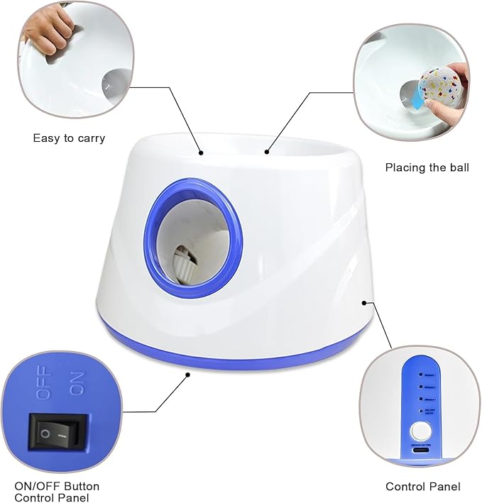 Automatic Ball Launcher for Dogs,Dog Ball Thrower Launcher with 3 Launching Distance 20-45FT,6 2.3 Inch ETPU Tennis Balls,Interactive Dog Toys Indoor Outdoor Ball Thrower Machine for Small/Medium Dogs