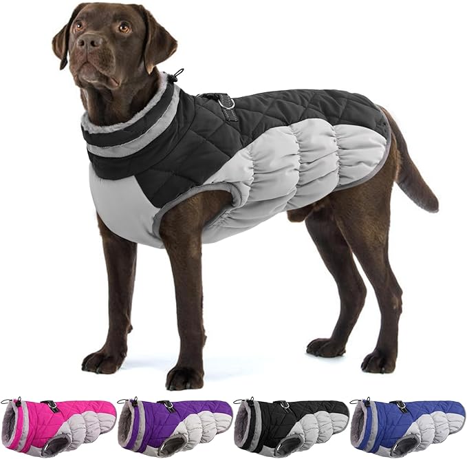 Dog Winter Jacket Cozy Reflective Waterproof Windproof Warm Pet Garment,Comfortable Cold Weather Fleece Apparel Outfits with Zipper Closure for Small Medium Large Dogs Puppy Walking,XXX-Large