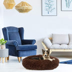 Cat Beds for Indoor Cats - Cat Bed Washable 20/24 inches, Dog Beds for Small Medium Dogs, Anti Anxiety Round Fluffy Plush Faux Fur Cat Bed, Thick Bottom (Coffee, Large)