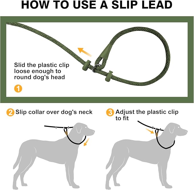 Lynxking Dog Leash Slip Lead Reflective Breathable Rope Comfortable Strong No Pull Slip On Pet Training Lead for Dogs