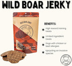 Winnie Lou Wild Boar Jerky Dog Treats – Limited Ingredient, Human Grade, Training Treats for Small, Medium & Large Dogs, Made in USA (1 Pack)