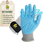 PET MAGASIN® Durable Gentle Dog Washing Gloves (1-Pair) - Premium Pet Grooming Gloves for Dogs, Cats & Horses | Dog Scrubber for Bath | Cat Hair Remover Glove | Bathing Brush (Blue, Large)
