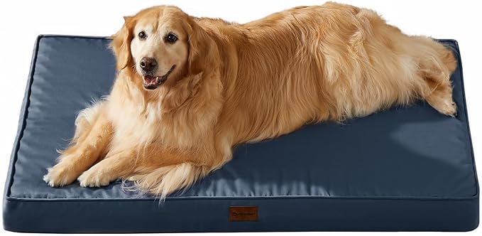 BFPETHOME Outdoor Dog Beds for Large Dogs, Waterproof Dog Bed for Medium, Large, Extra Large Dogs, Orthopedic Dog Bed with Removable Washable Cover, Egg Crate Foam Pet Bed Mat. (47 x 29 in, Navy)