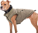Spark Paws Dog Winter Jacket, Water-Resistant Coat, Warm Reflective Windproof Fleece-Interior, for Medium and Large Dogs - Olive - 3XL