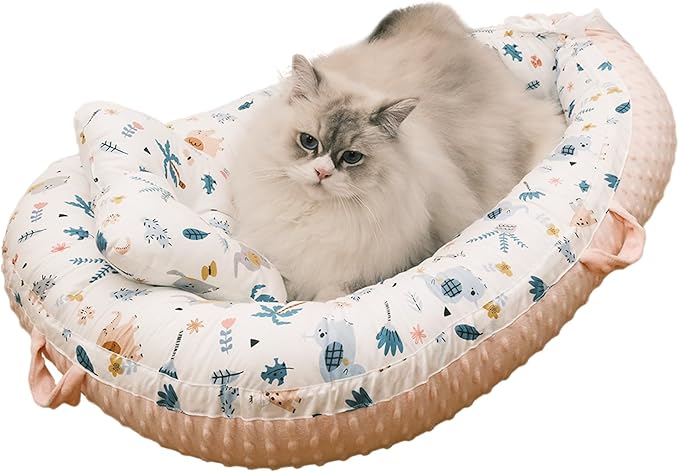 Cat Bed Kitten Bed,Washable Cat Beds for Indoor Cats,Pet Bed for Puppy and Kitty, Extra Soft & Cotton Cover Small Dog Bed