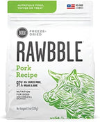 BIXBI Rawbble Freeze Dried Dog Food, Pork Recipe, 4.5 oz - 97% Meat and Organs, No Fillers - Pantry-Friendly Raw Dog Food for Meal, Treat or Food Topper - USA Made in Small Batches