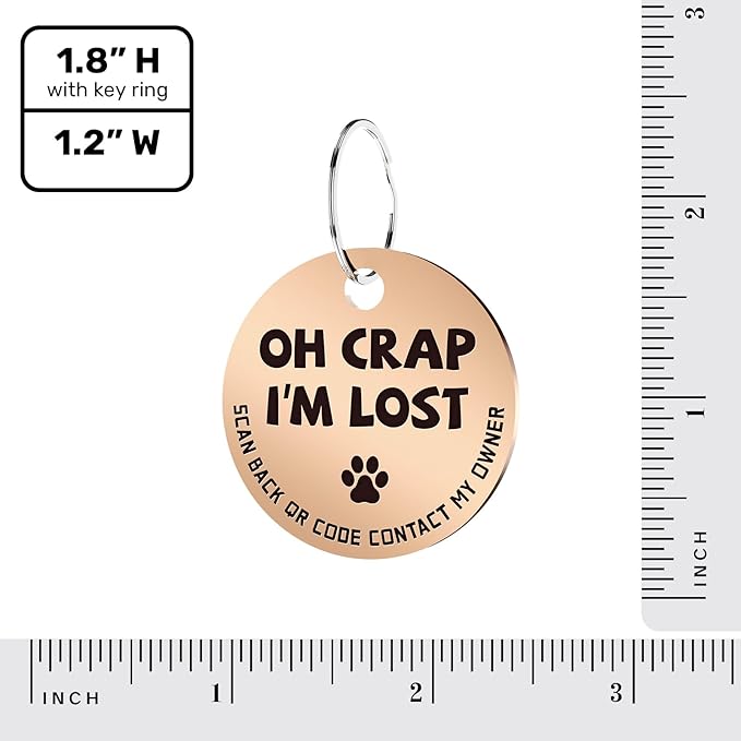 MYLUCKYTAG Stainless Steel QR Code Dog Tags - Scan QR for Instant Pet Location Alerts