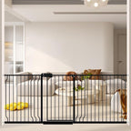 TSAYAWA Baby Gate Extra Wide Fits 29.51-85.81 inch Wide Opening - Dog Pet Gates for Doorways Stairs No Drilling Pressure Mounted - Large Child Safety Gate Indoor Outdoor Black