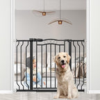 29.5-43.7" Wide Baby Gate for Stairs No Drilling, 30" Tall Metal Pet Baby Safety Gates with Expansion Kit, Press Mounted Pet Gate Indoor for Kids, Walk Through Dog Gates for Doorways, Black