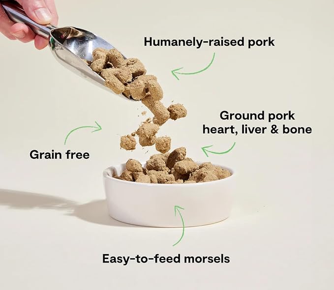 Open Farm, Freeze Dried Raw Dog Food, Morsels with 95% Meat, Organs & Bone, Organic Produce & Superfoods, Complete Meal or Freeze Dried Dog Food Topper, Pork Recipe, 13.5oz Bag