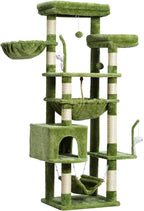 Cat Tree, Cat Tower for Large Cats with 2 Big Platforms, 2 Baskets, condo and Toys, 63" Cat Scratching Posts for Indoor Cats, Green GCT020GR