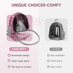 Cat Backpack Carrier, Breathable Cat Carrier Large Space Bubble Pet Backpack for Kitty Small Dog up to 15lbs, Transparent & Foldable Pet Carrier for Travel Hiking（Pink）