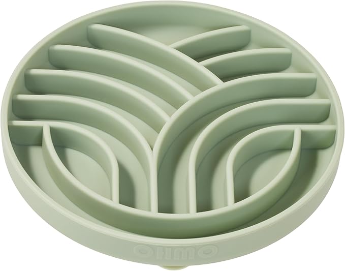 OHMO Slow Feeder Dog& Cat Bowl, Silicone Puppy Cat Food Bowl with Anti-Slip Suction Cup Slow Down Small Dogs Eating, Anti Choking (S-Tree of Life,Sage Green)