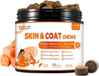 NATURE TARGET Omega 3 Fish Oil for Dogs, Salmon Oil Skin and Coat Supplement for Dogs Itchy Skin Relief with Omega 3-6-9 (EPA & DHA), Zinc, Biotin and Vitamin E & C - 120 Salmon Flavored Soft Chews