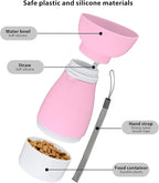 Portable Pet Water Bottle - 20 oz with 8.8 oz Food Container,Silicone Leakproof Travel Bottle for Dogs Cats, Detachable Feeding Dish for Walking Hiking Travel Pink