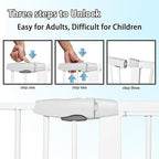 115“-134.6" Wide Baby Gate for Stairs, Mom's Choice Awards Winner-Self Closing Dog Gate Indoor for Doorways, No Drilling Pressure Mounted Pet Gates for Kids, Easy Walk Through Safety Gate, White.