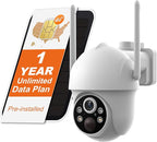 4G LTE Cellular Security Camera Wireless Outdoor with 1-Year Unlimited Data SIM Card, 2K Solar Camera, No WiFi, Color Night Vision, 360° Live View, PIR Motion Sensor, 2-Way Talk