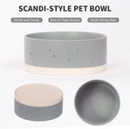Oslo Ceramic Dog Bowl - 8'' Dog Food Water Bowl for Medium and Large Dogs, Heavy Duty Non-slip Dog Dish, Modern Scandi-Style Stoneware Pet Feeder Bowl, Dishwasher Safe (70Oz, Grey)