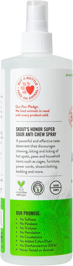 SKOUT'S HONOR Super Sour! Anti Chew Spray - Natural Ultra Bitter Formula to Help Deter That unwanted Chewing, Licking, and Biting - Safe for Pets - Safe for Indoor and Outdoor Use,16 oz