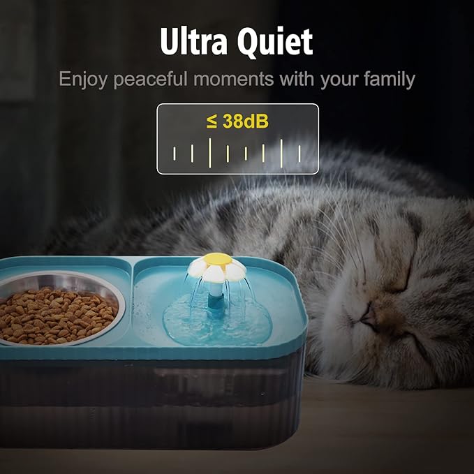 Suertree Cat Fountain Water Bowl Stainless Steel, 101oz/3L Automatic Pet Water Fountain, Dog Water Dispenser Cat Feeding Watering Supplies with 2 Filters for Cats, Dogs, Pets Blue