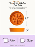 Ceramic Slow Feeder Dog Bowls Small Breed, 0.5 Cups Dog Food Dish for Fast Eaters, Puzzle Bowl for Small Dogs and Cats, 5.5 Inch-Orange