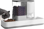 Automatic Small Pet Feeder and Water Dispenser, 2 in 1 Gravity Cat Auto Cat Small Medium Dog Feeder and Waterer Set Dish for Puppy Kitten Pets (Grey)