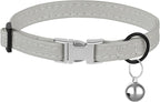 Leather Cat Collar with Buckle and Removable Bell - Non Breakaway Adjustable Soft Safety Small Pet Collars for Girl Boy Cats Kitten (Gray)
