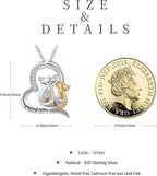 Black Cat/Fox/Owl/Panda/Butterfly/Cat/Dog Paw Print/Mushroom for Women Sterling Silver Animal Pendant Necklace Jewelry Christmas Birthday Gifts for Couples Sisters