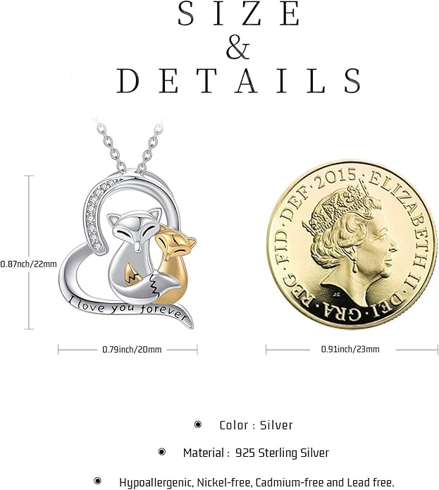 Black Cat/Fox/Owl/Panda/Butterfly/Cat/Dog Paw Print/Mushroom for Women Sterling Silver Animal Pendant Necklace Jewelry Christmas Birthday Gifts for Couples Sisters