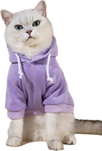 QWINEE Basic Dog Hoodie Sweatshirt Puppy Sweater Warm Cat Costumes Pet Clothes for Chihuahua Puppy Kitten Small Medium Dogs Mauve Purple XX-Small