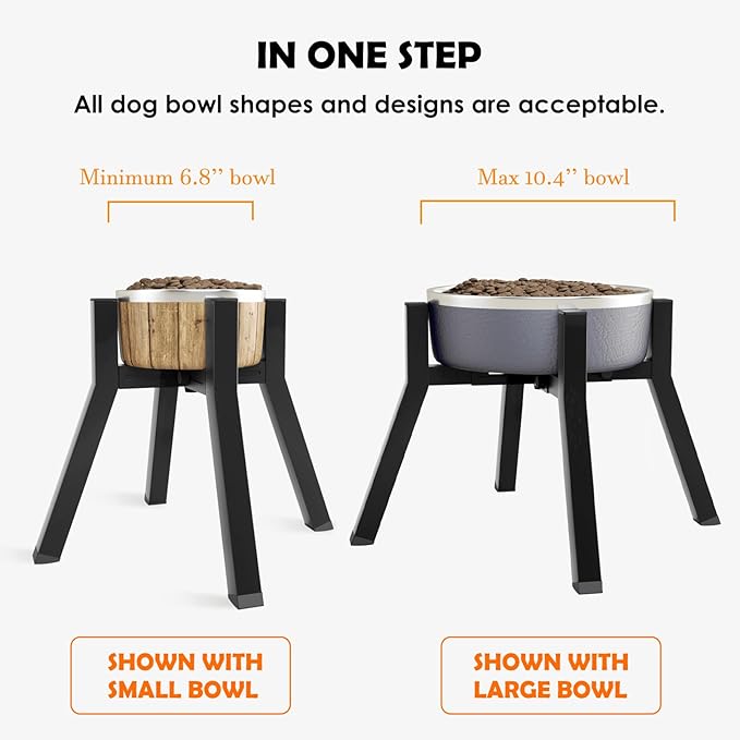SHAINFUN Dog Bowl Stand for Large Dogs, Adjustable Elevated Dog Bowl Fits 7-10.6" Bowls, Height 11'' , Single Dog Bowl Food Stand Feeder(Bowl not Included) Easy Disassembly, for Medium and Large Dogs
