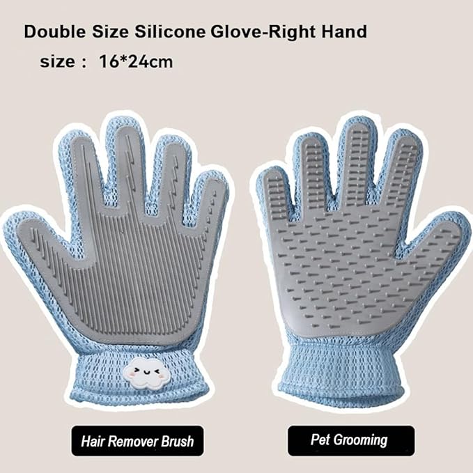 2 in 1 Pet Grooming Gloves for Dogs & Cats, Pet Fur Remover Glove, Grooming Brush for Shedding, Massage, Hair Remover Mitt, Fur Cleaner for Couch, Clothes,Carpet -1 Piece