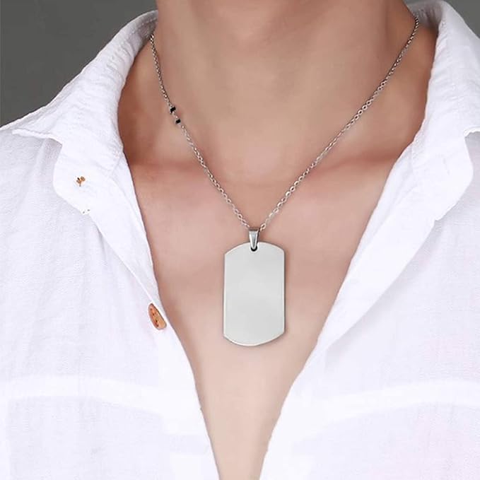 Orgrimmar 100 PCS Dog Tags Shiny Stainless Steel Military spec Rolled Edge Backing Dog Tags for Dogs Engraved- Blank