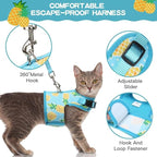BINGPET Cat Harness - with Leash Included - Mesh Cat Dog Walking Harness Adjustable Harness for Kitties Puppy Harness Adjustable Cat Vest Harness Pineapple