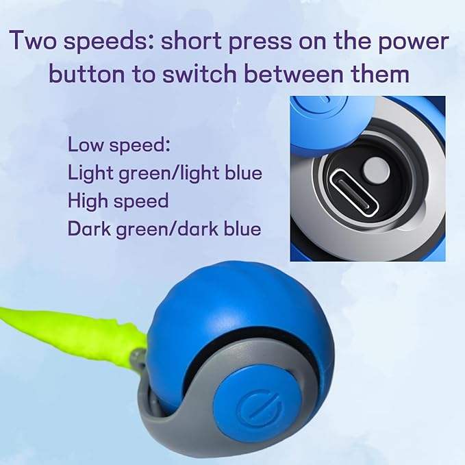 2025 Upgraded Self-Moving Cat Toy Ball with Tail (2-Pack) - Rechargeable Smart Interactive Kitten Toys, 2-Speed Modes, Bite-Resistant Indoor Exercise Toys for Bored Cats (Blue&Orange)