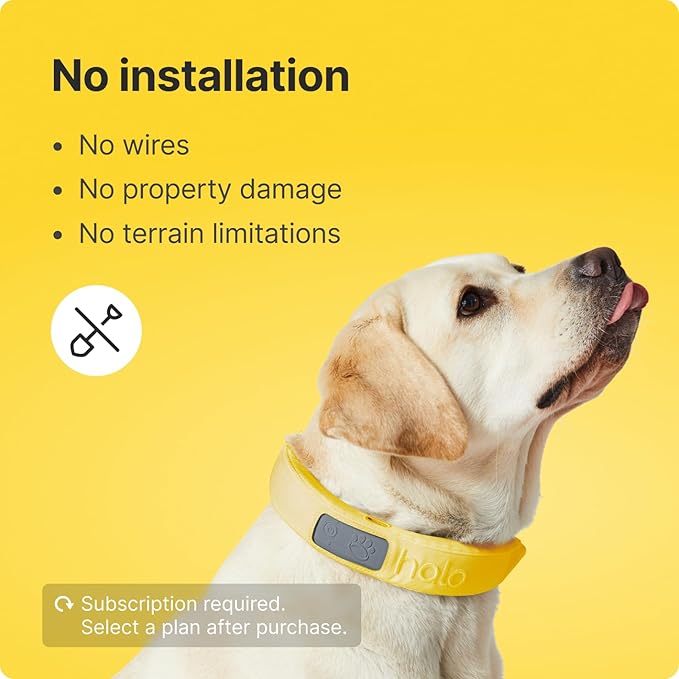 Halo Collar 3, Multifunctional GPS Wireless Dog Fence & Dog Training Collar with GPS Tracker, Subscription Required, Waterproof, Sunburst (Medium/Large)