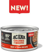ACANA Chunks in Broth Wet Cat Food Beef & Tuna Recipe 3oz Cans (12 Count)
