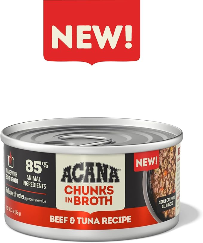 ACANA Chunks in Broth Wet Cat Food Beef & Tuna Recipe 3oz Cans (12 Count)