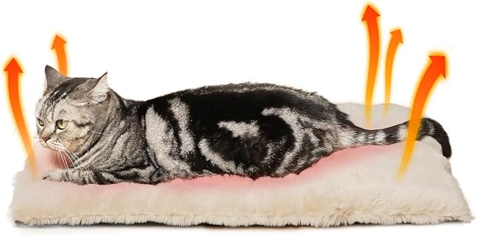 Self Warming Cat Mat Self Heating Cat Bed 24" x 18" Thermal Cat Mat Extra Warm Dog Bed Cat Beds for Indoor and Outdoor Cats Pet Heating Pad for Kittens Small Puppy Pets with Washable Removable Cover
